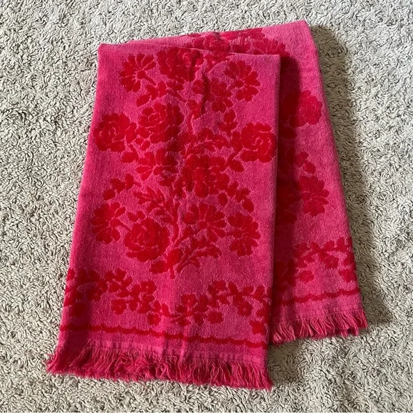 Monticello vintage bath luxury red pink floral 70s 60s mcm towel set gift 🩷❤️🩷
